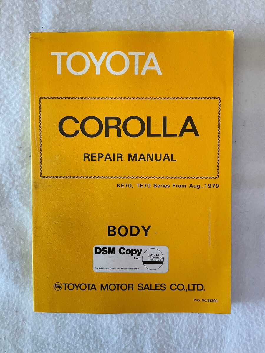 toyota corolla body repair manual