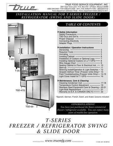 true freezer repair manual