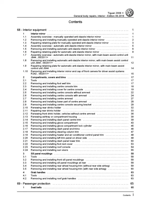 volkswagen tiguan 2011 repair manual