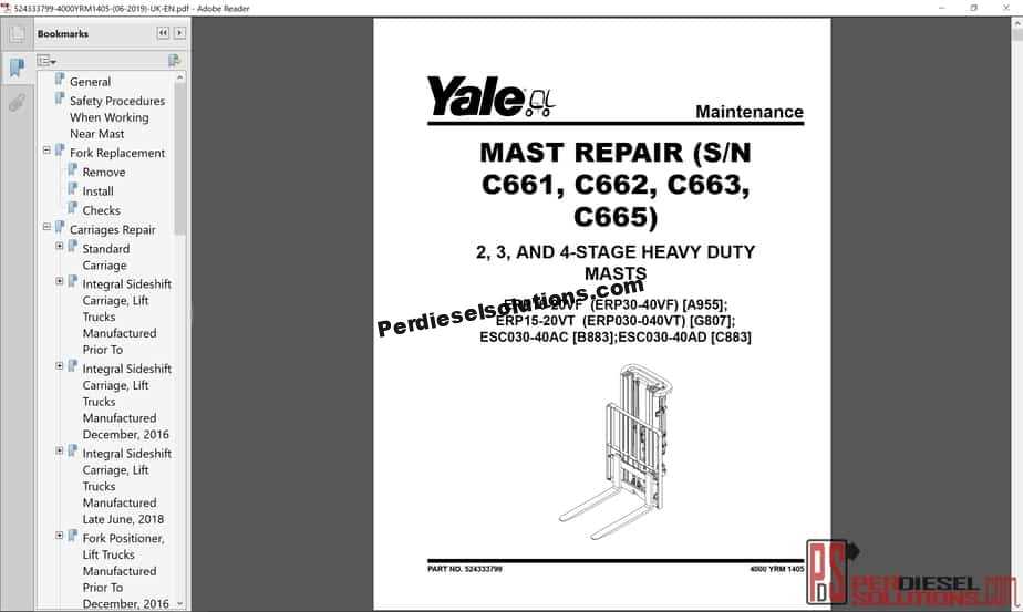 yale forklift repair manual