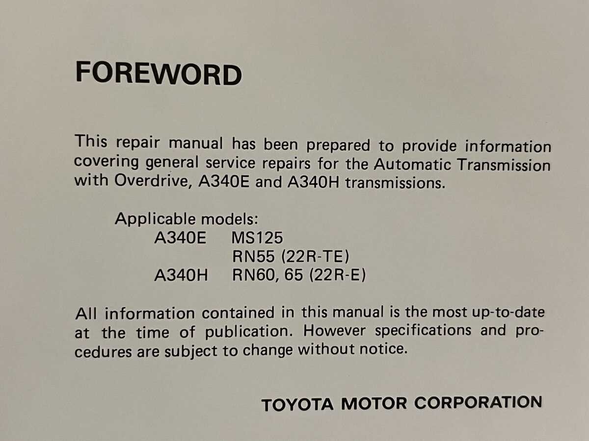 a340 transmission repair manual