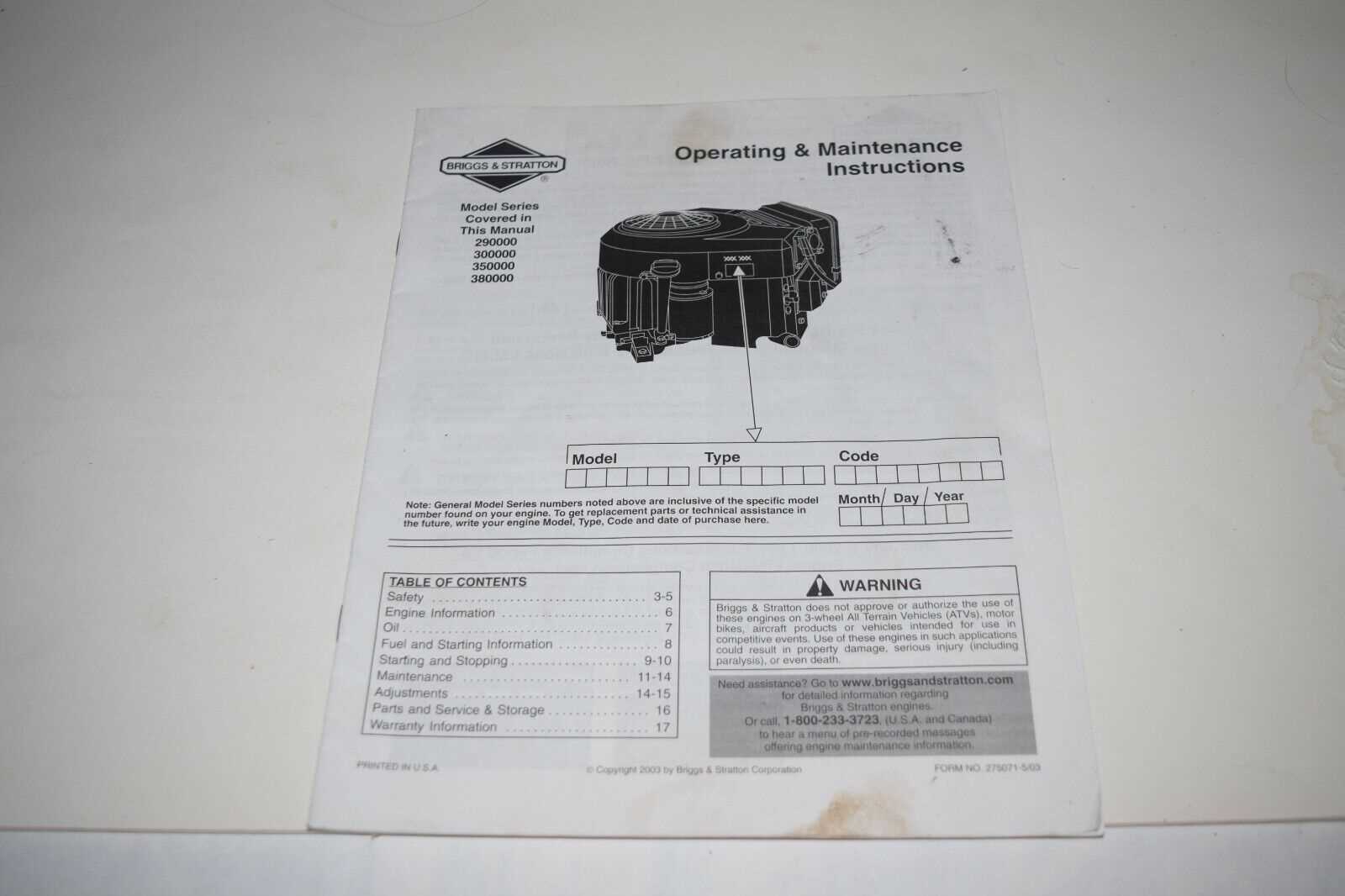 briggs and stratton 300 series repair manual