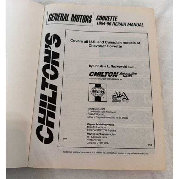 chilton corvette repair manual