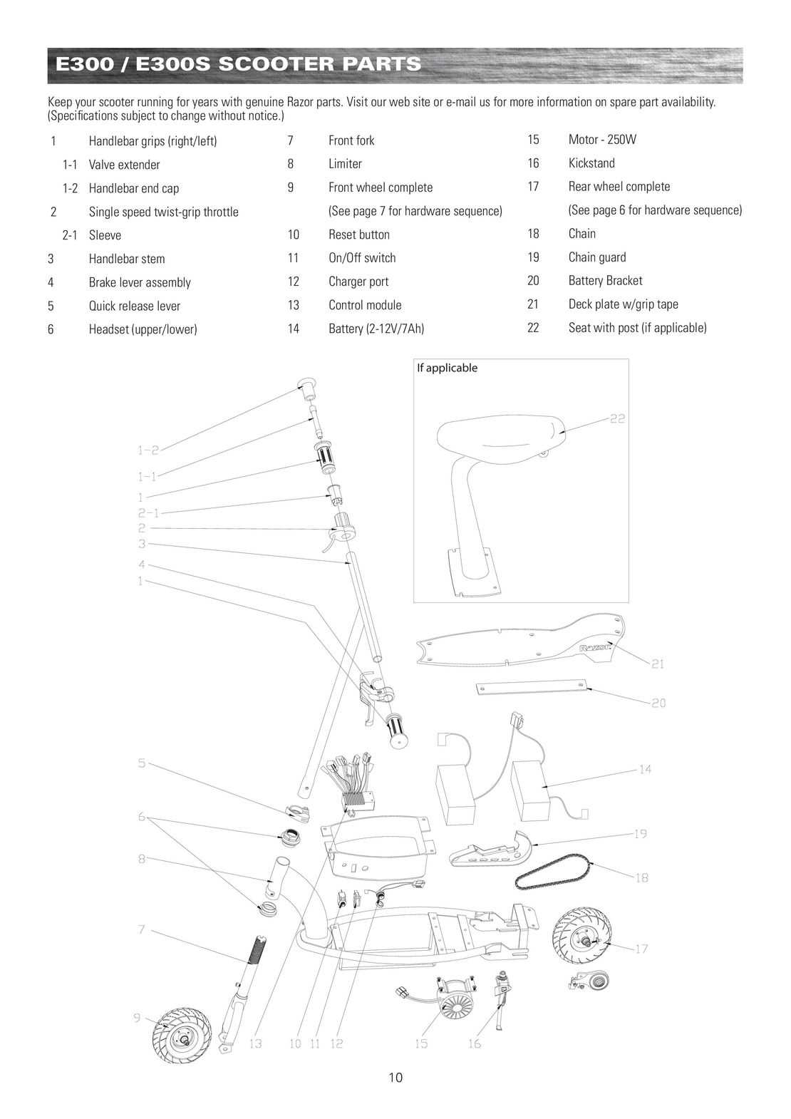 razor e300 repair manual