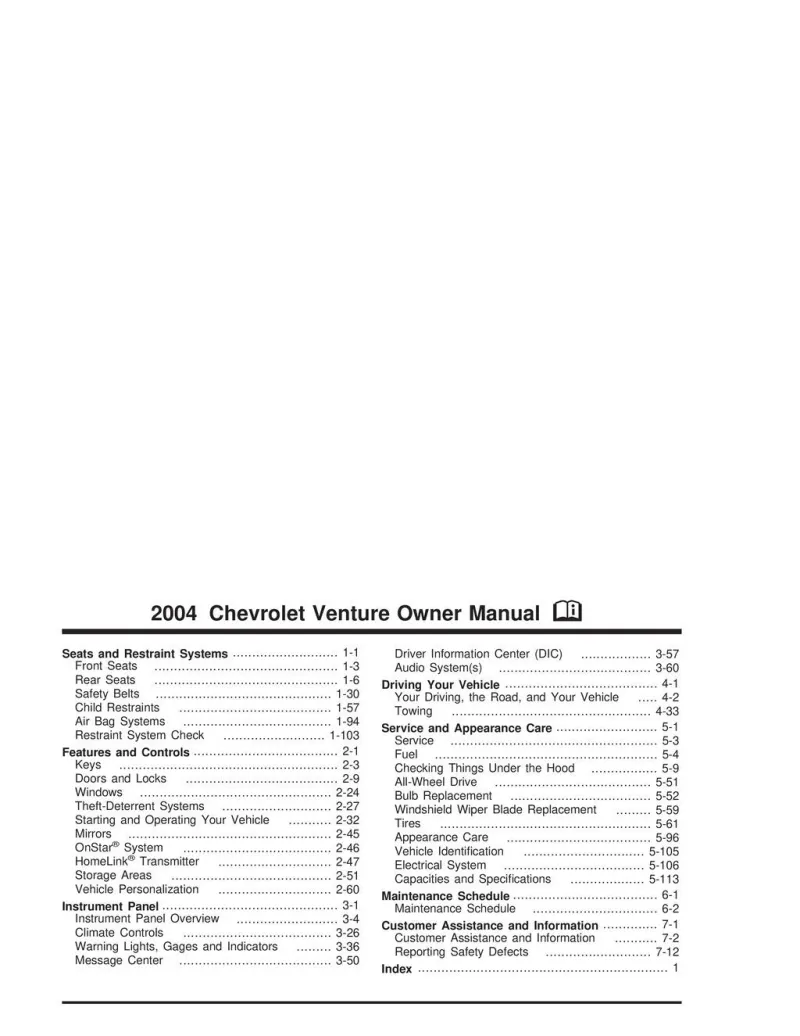 2002 chevy venture repair manual