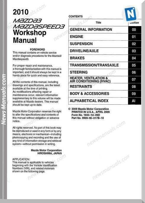 2010 mazdaspeed 3 repair manual