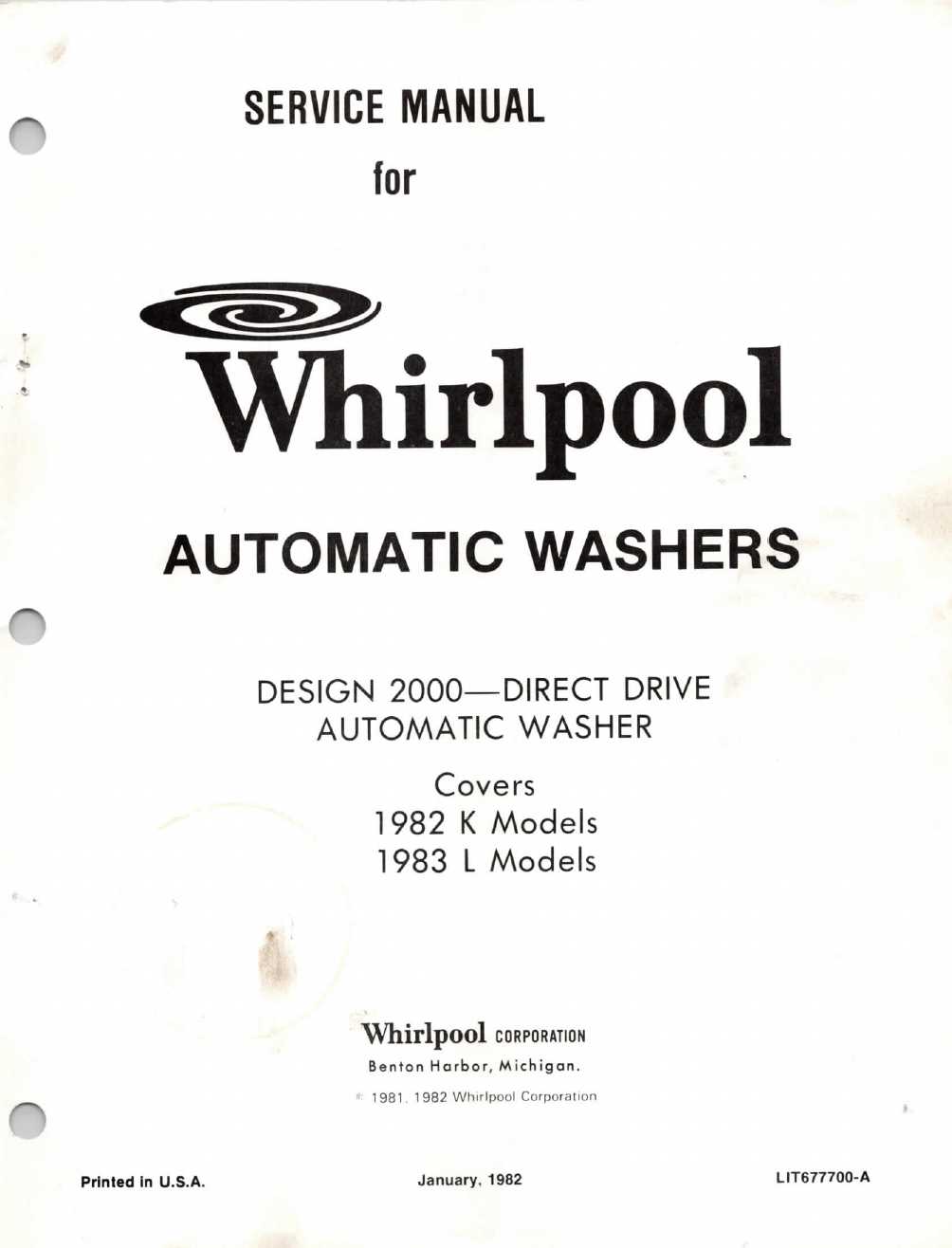 whirlpool clothes washer repair manual