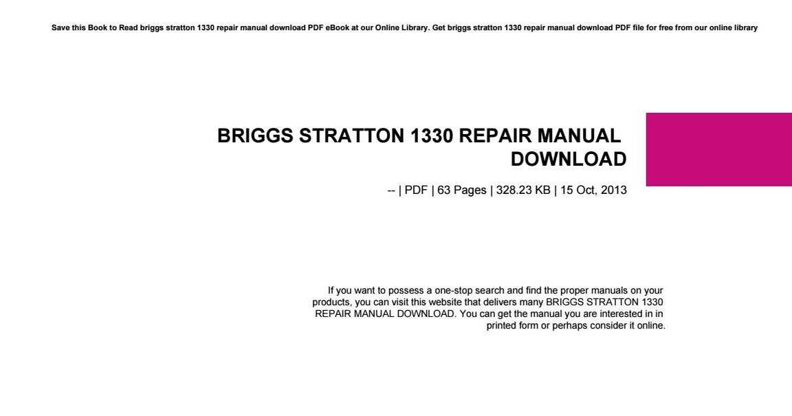 briggs repair manual 1330