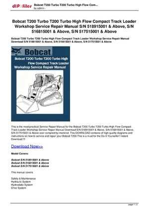 bobcat t200 repair manual