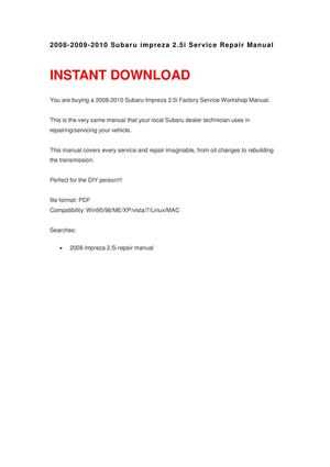 2006 subaru impreza repair manual