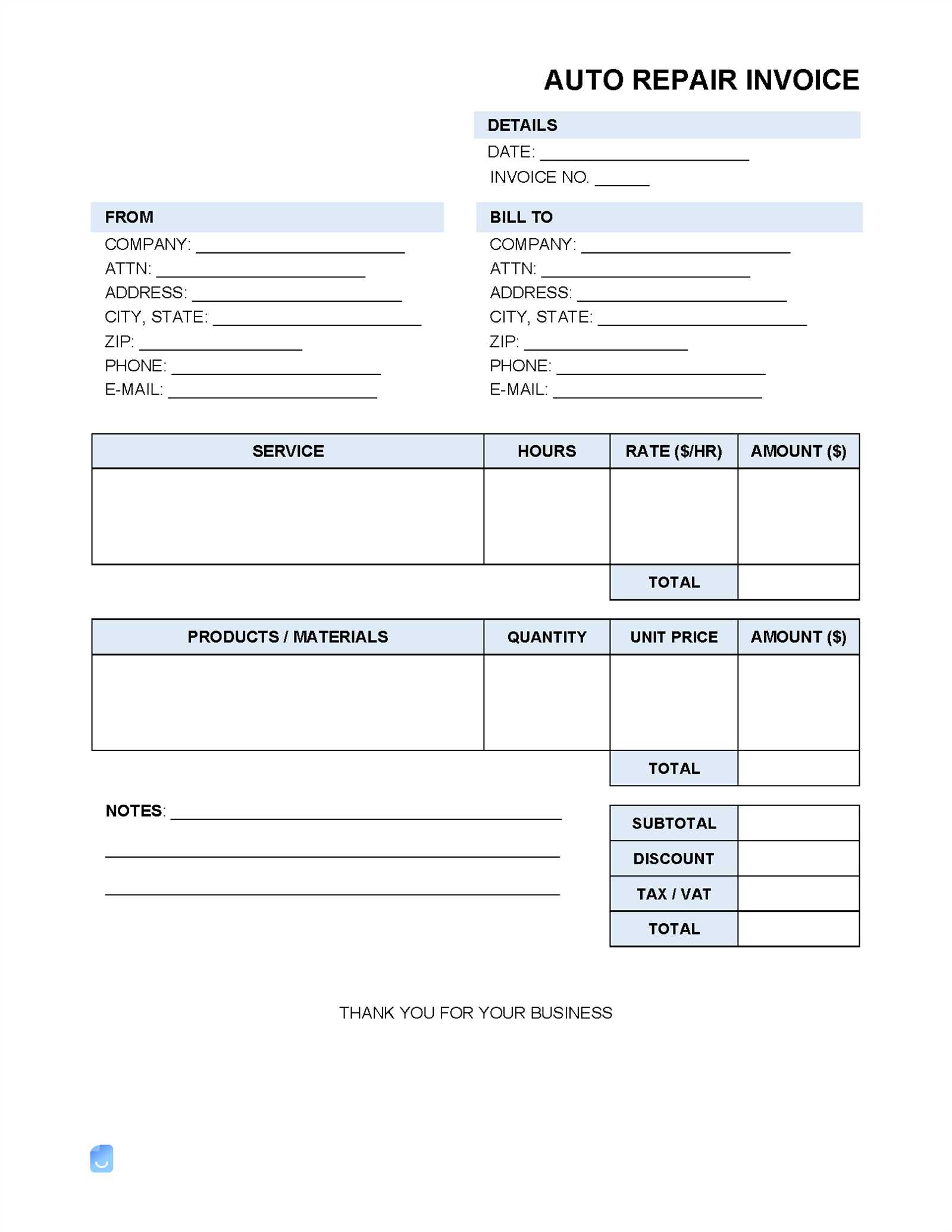 car repair billing procedures manual