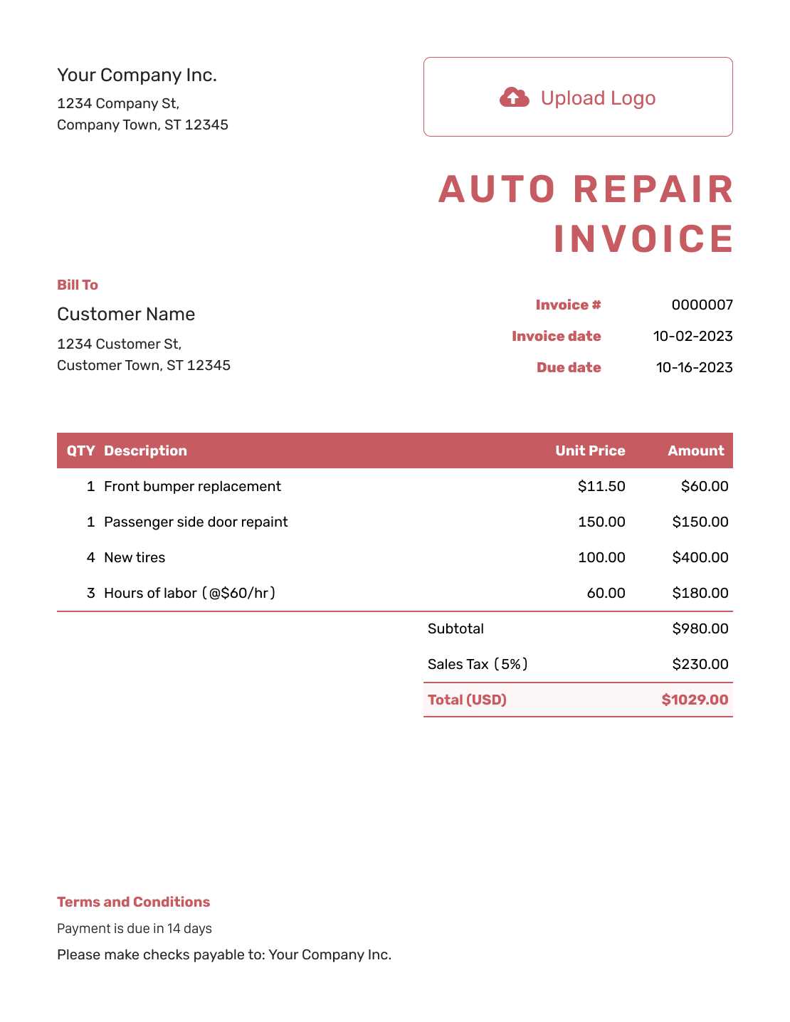 car repair billing procedures manual