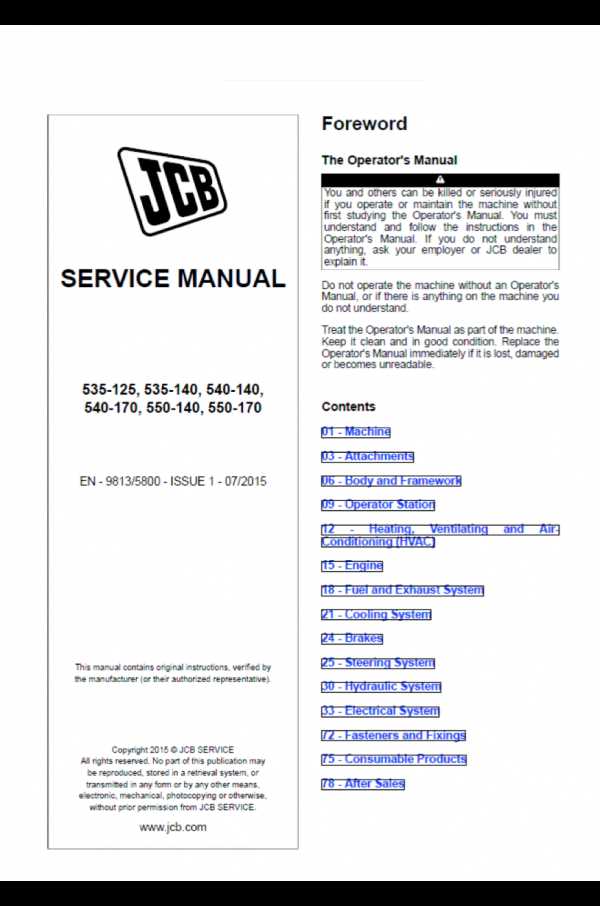 jcb telehandler repair manual