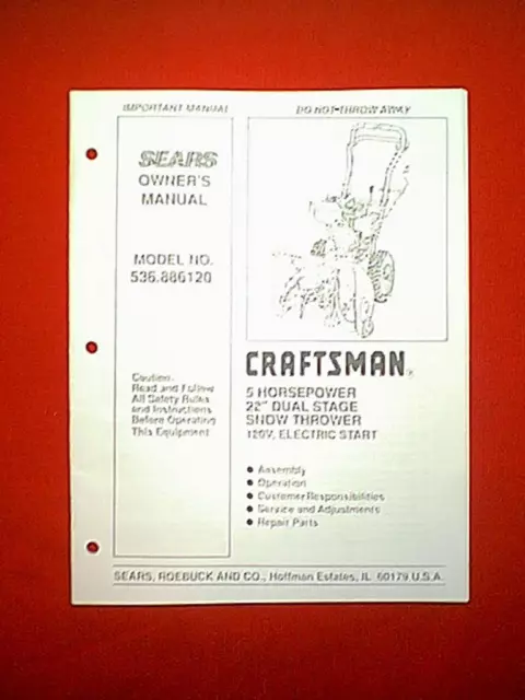 craftsman snow thrower repair manual