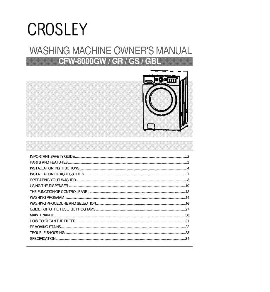 crosley washing machine repair manual