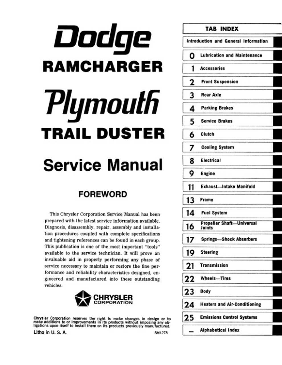 dodge ramcharger repair manual