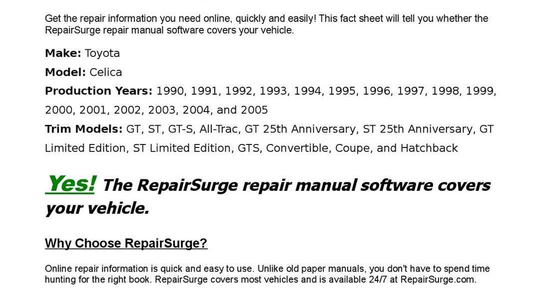 1991 toyota celica repair manual