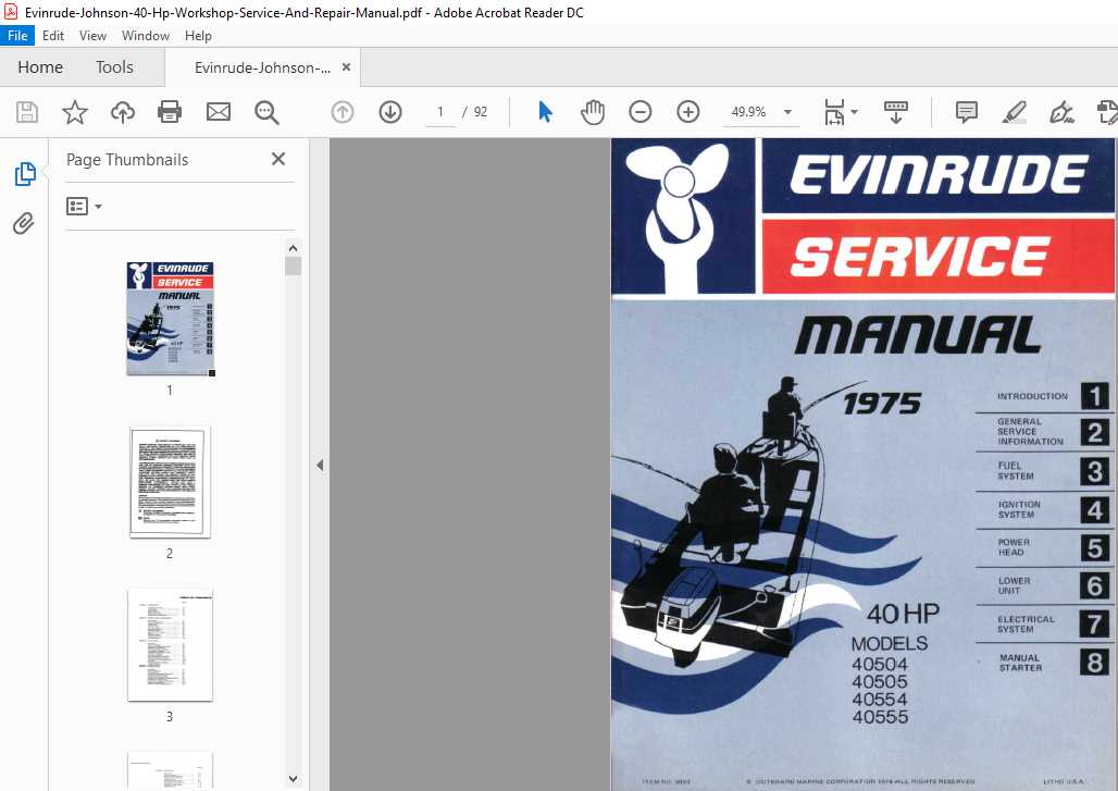 evinrude etec repair manual