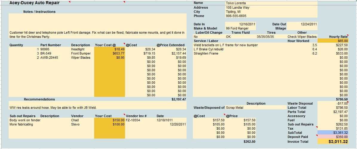 free auto repair flat rate manual