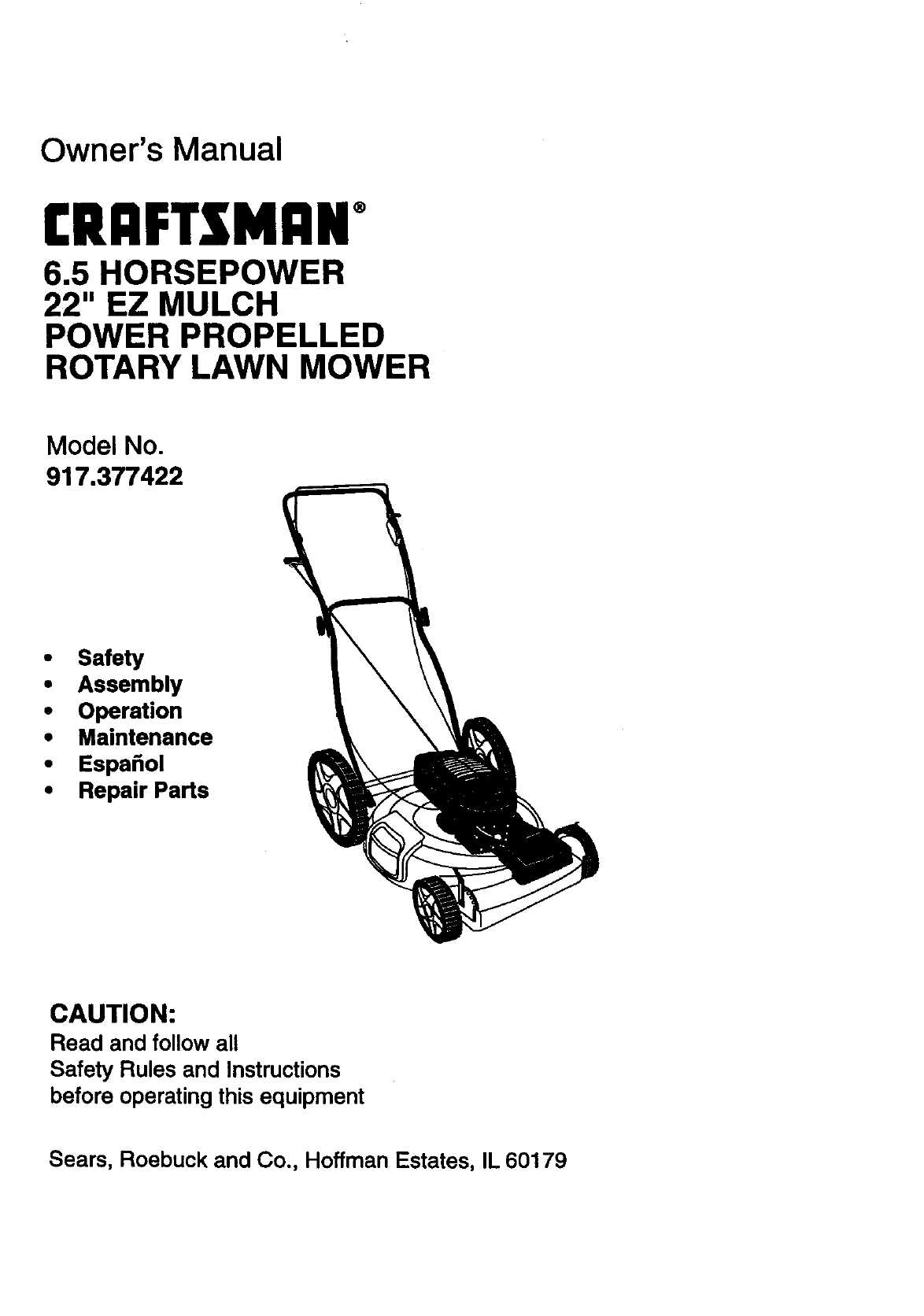 craftsman lawn mower manuals repair