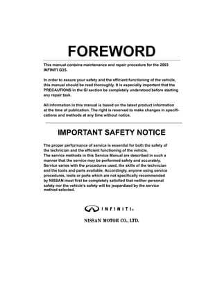 2003 infiniti g35 repair manual