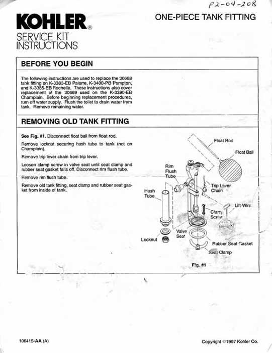 kohler toilet repair manual