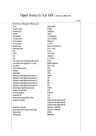 opel astra repair manual