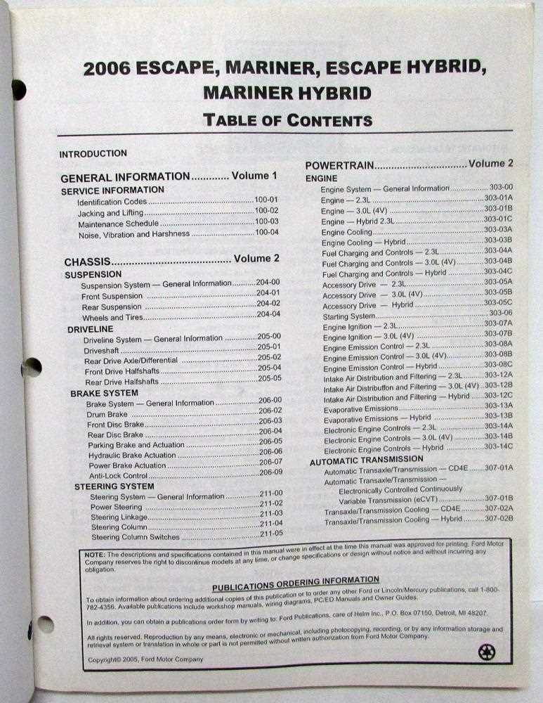 2006 ford escape hybrid repair manual