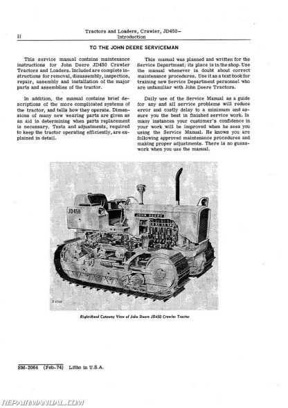 john deere 450c dozer repair manual