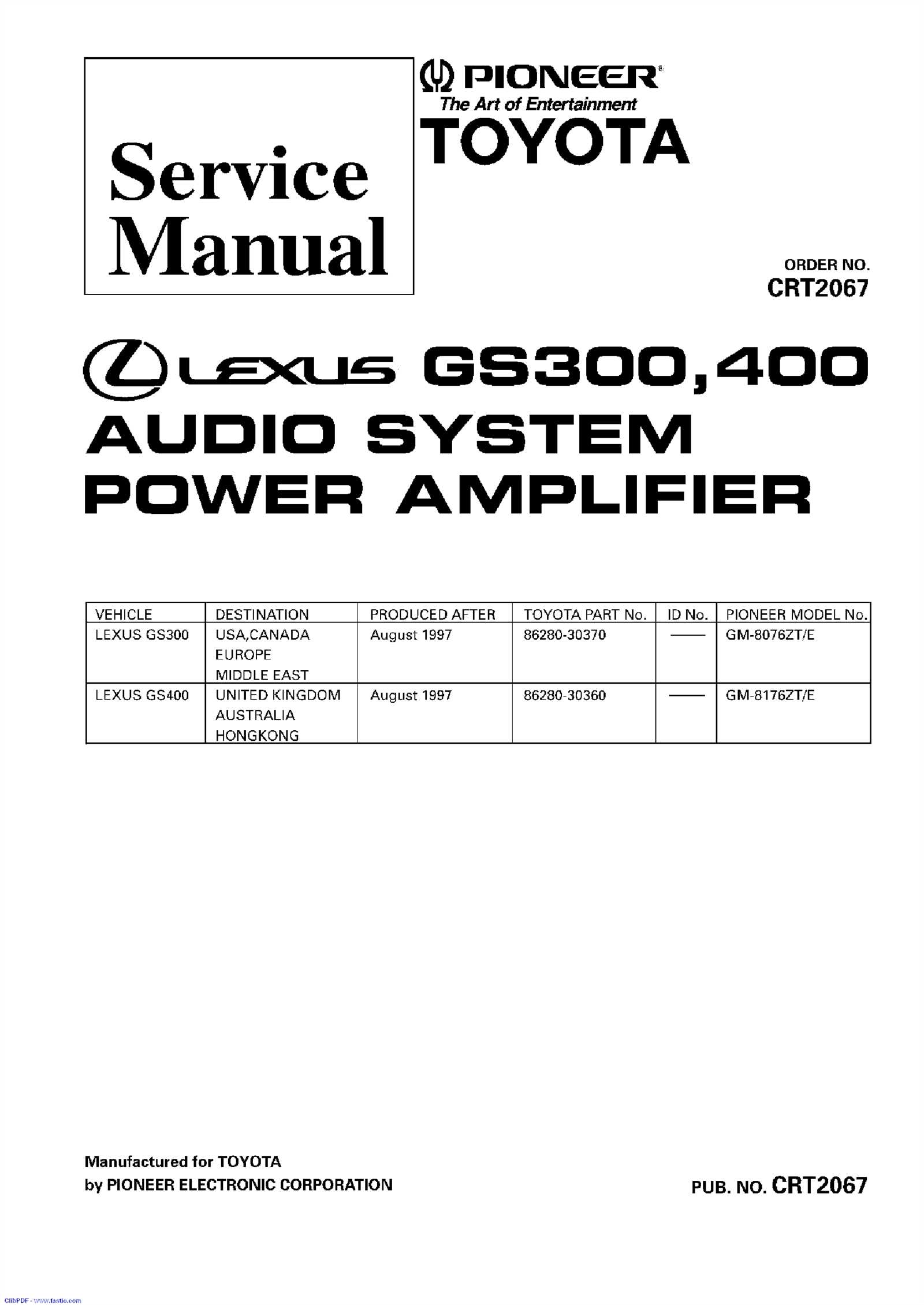 lexus gs400 repair manual