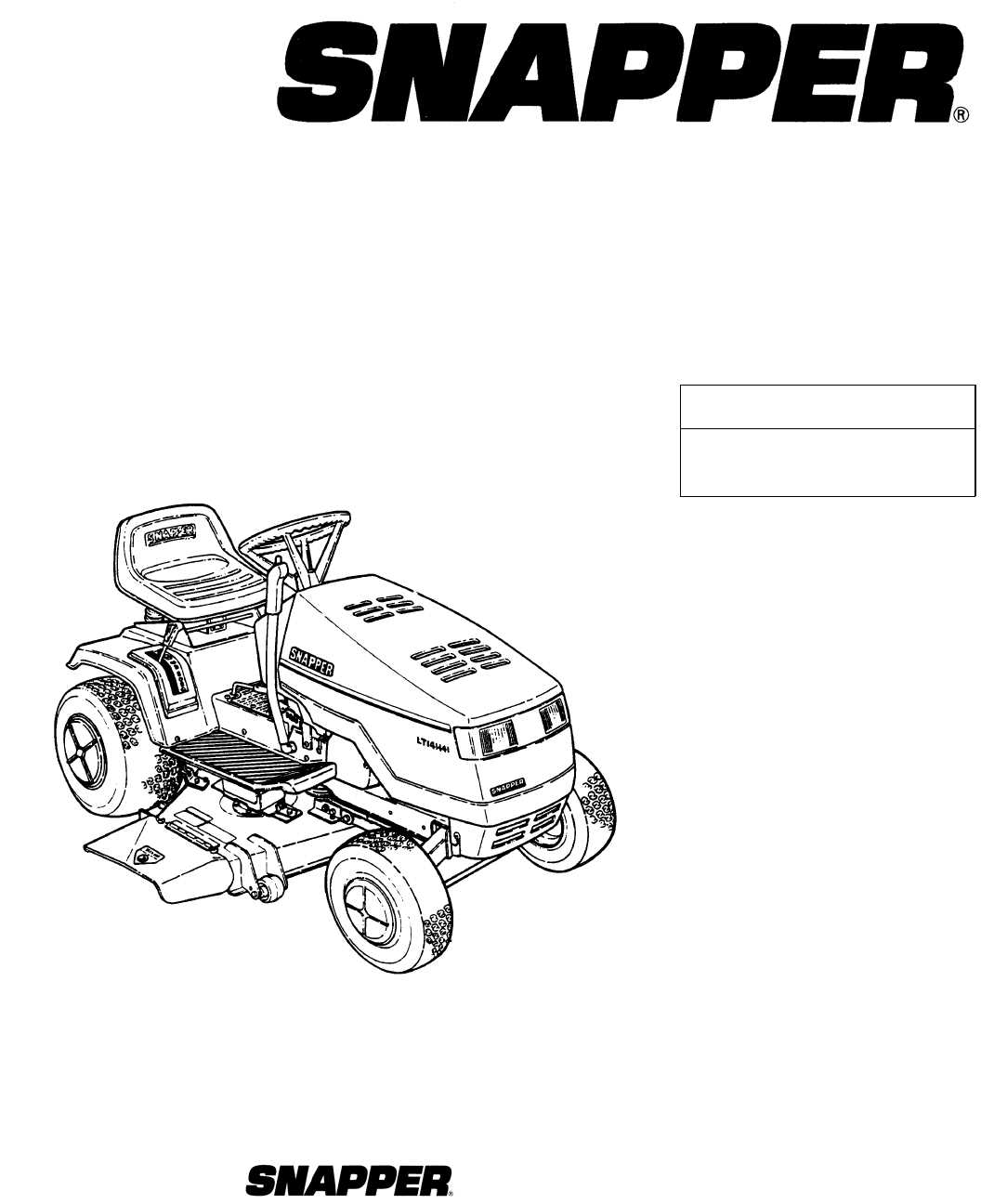 snapper riding mower repair manual