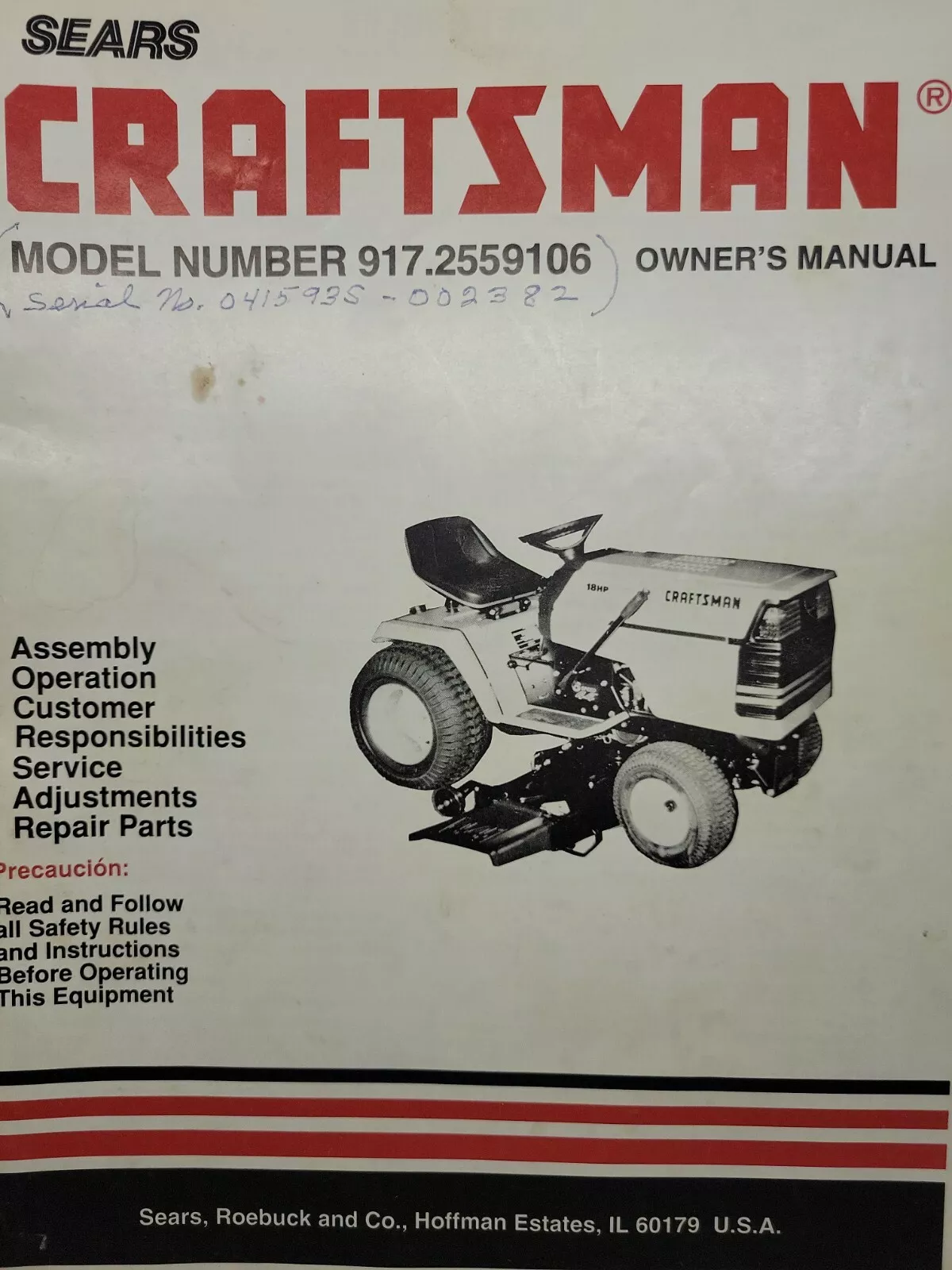 sears craftsman lawn tractor repair manual