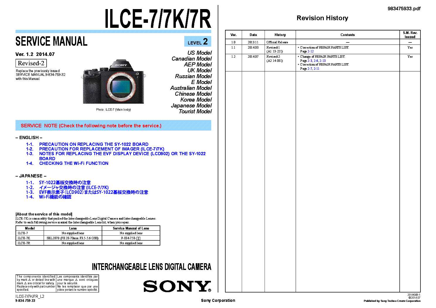 sony a7 repair manual