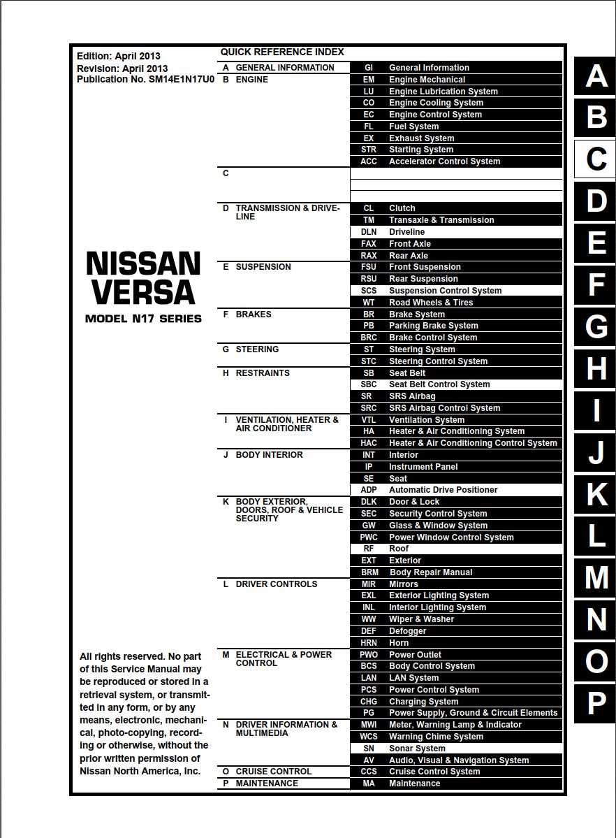 2014 nissan versa note repair manual