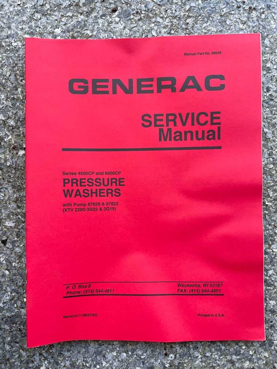 generac pressure washer repair manual