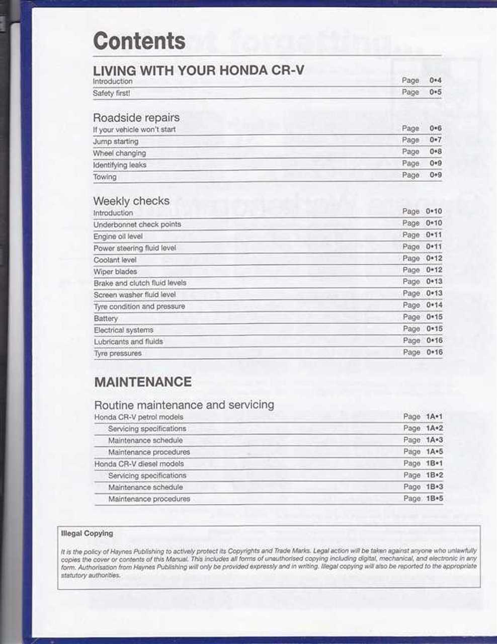 chilton honda crv repair manual