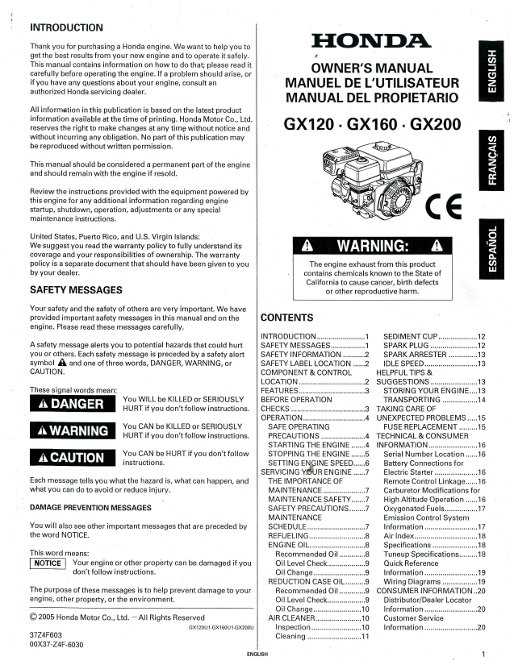 honda gx200 repair manual