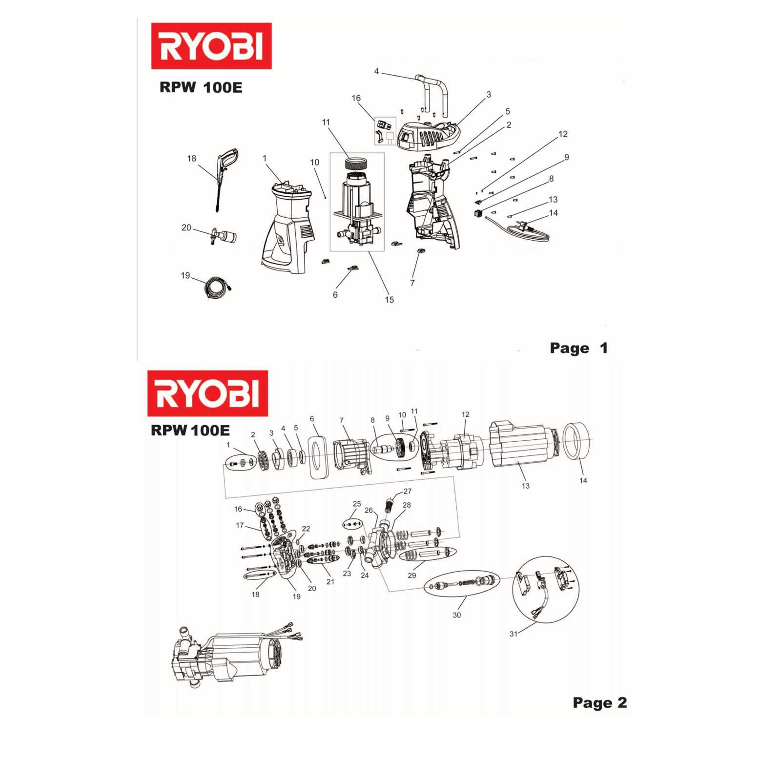 ryobi pressure washer repair manual