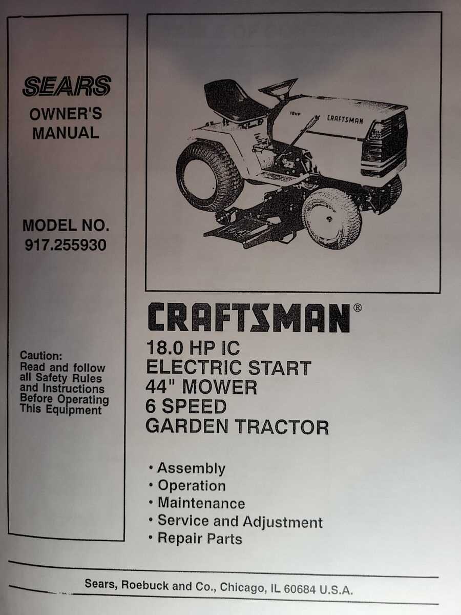 sears craftsman lawn tractor repair manual