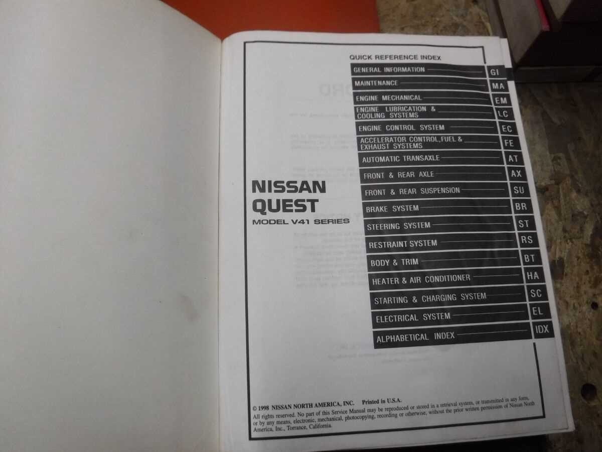 99 nissan quest repair manual