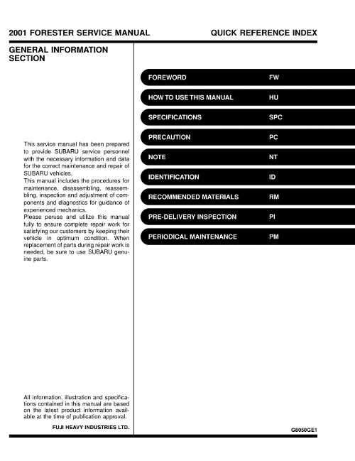 2008 subaru forester repair manual