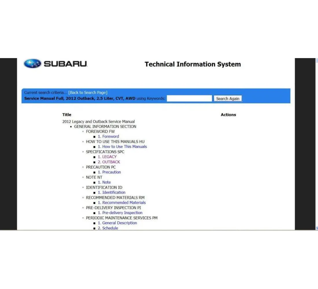 2012 subaru legacy repair manual