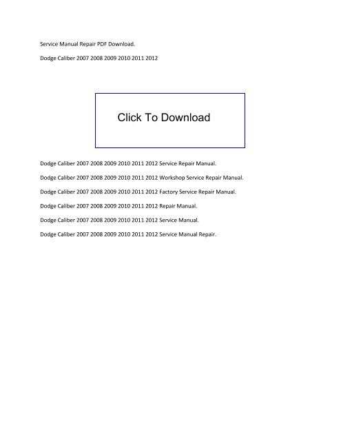 dodge caliber service repair manual