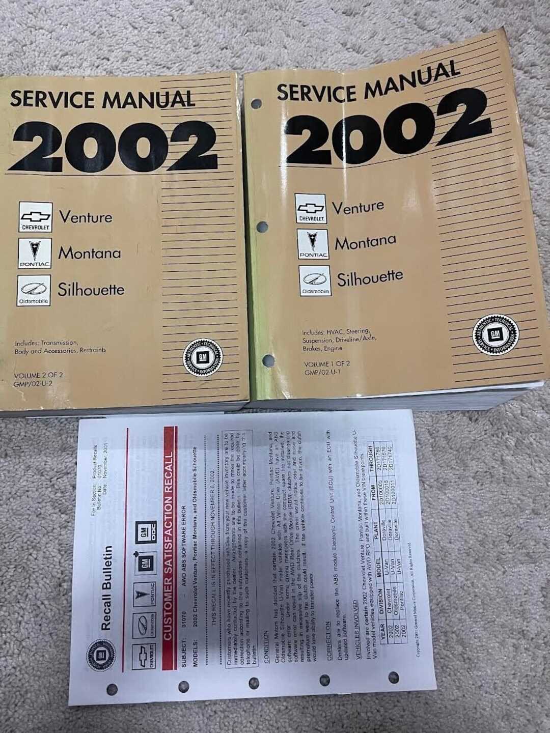 2002 chevy venture repair manual