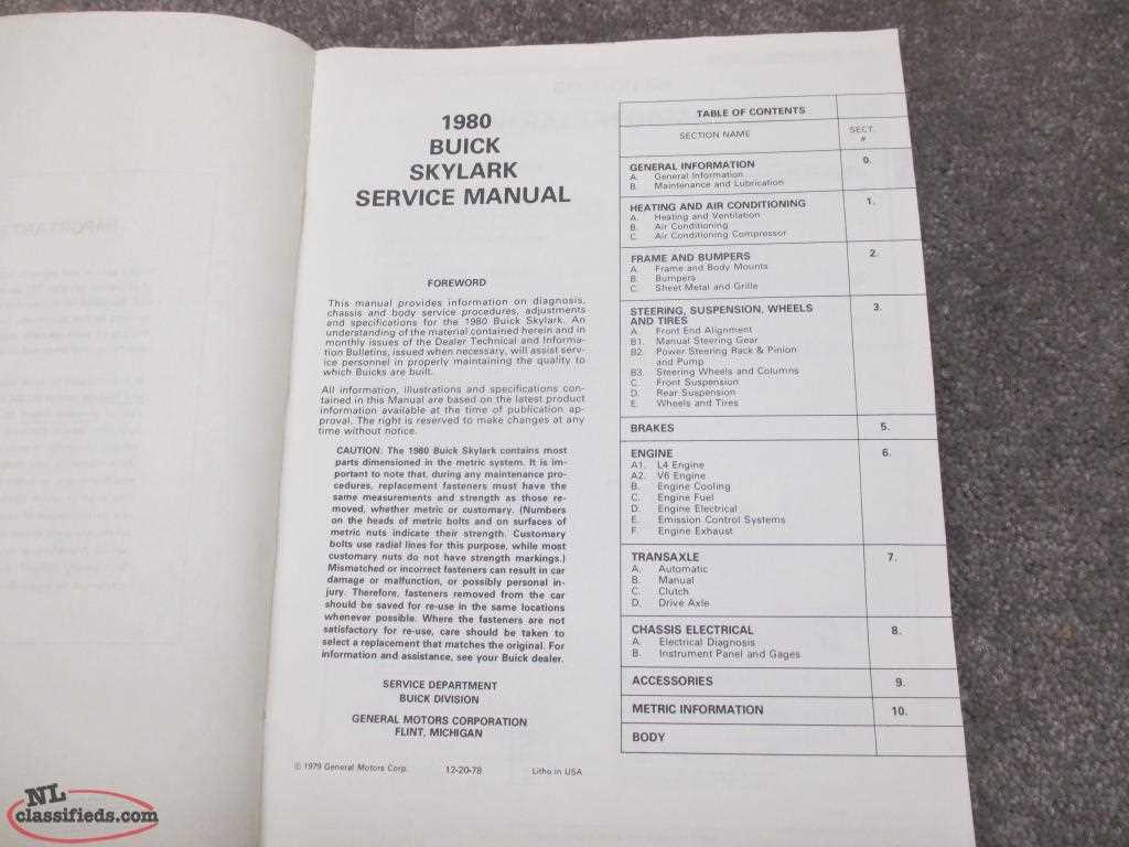 buick skylark repair manual