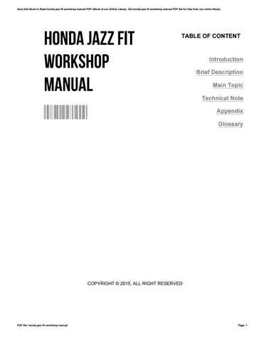 2015 honda fit repair manual