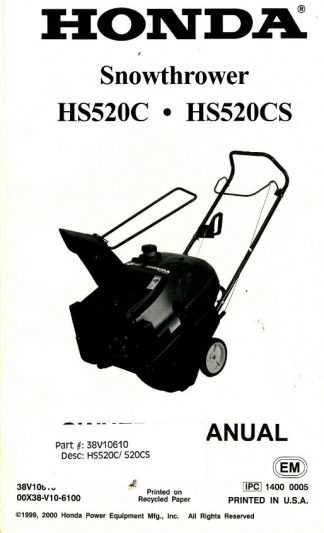 honda snowblower hs622 repair manual