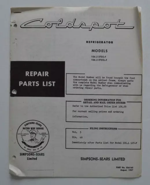 kenmore coldspot model 106 repair manual