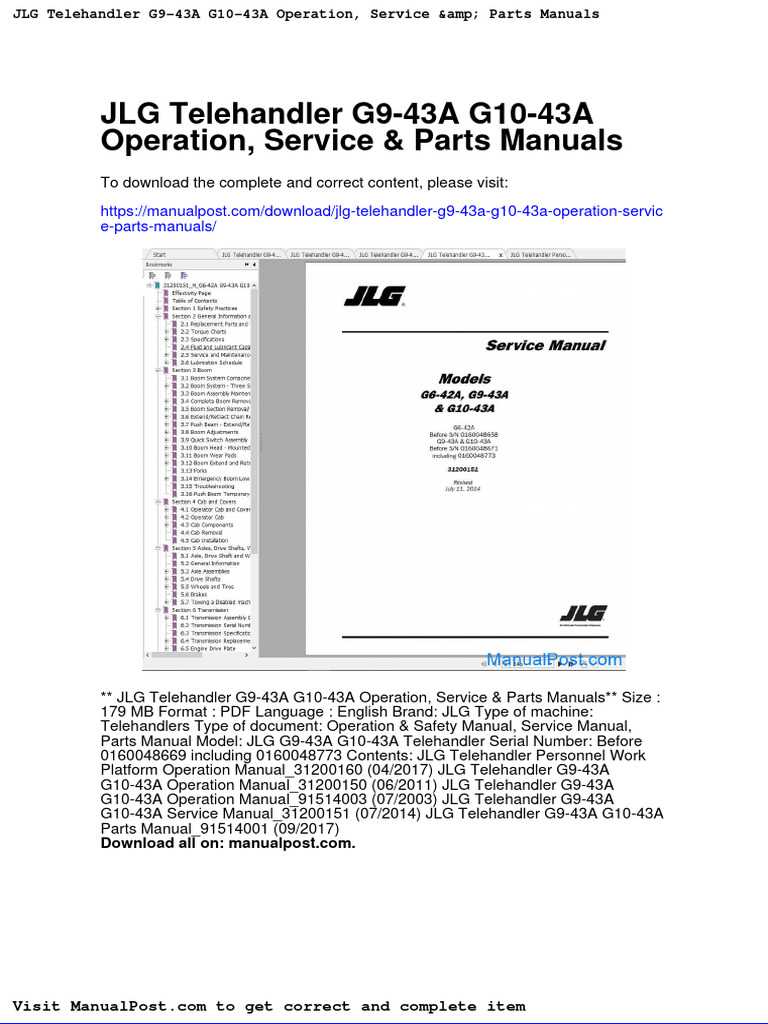 jlg g9 43a repair manual