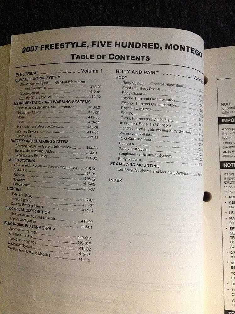 2007 ford freestyle repair manual